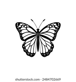 Danaus plexippus butterfly silhouette vector Illustration