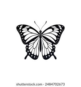 Danaus plexippus butterfly silhouette vector Illustration