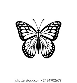 Danaus plexippus butterfly silhouette vector Illustration