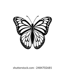 Danaus plexippus butterfly silhouette vector Illustration