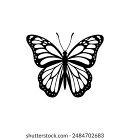 Danaus plexippus butterfly silhouette vector Illustration
