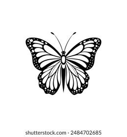 Danaus plexippus butterfly silhouette vector Illustration