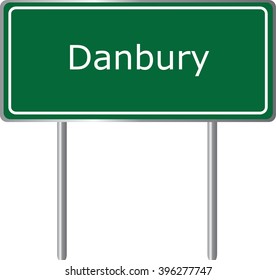 Danbury , Connecticut ,  road sign green vector illustration, road table, USA city