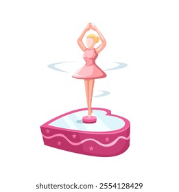 Danccing Ballerina Toy Music Box Cartoon Illustration Vector