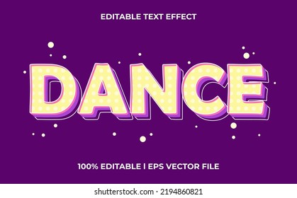dance 3d text effect with cute theme. colorful typography template for modern tittle