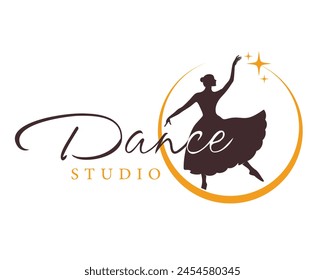 Dance Academy Logo Design ,
Professional Female Dancer Logo , Vector Illustration Logo