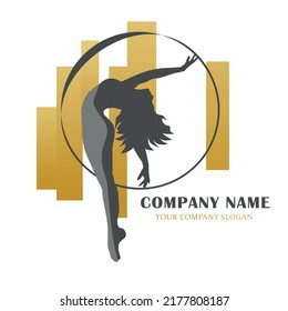 Logo de la academia de danza, bailarina femenina, símbolo de las bailarinas