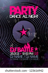 Dance All Night. Party design template with place for text.