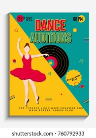 Dance Auditions Flyer Or Poster Design. 