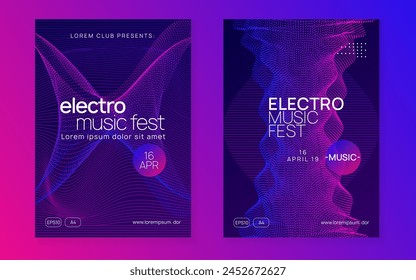 Dance Background. Blue Dj Design. Techno Set. Night Club Trance Graphic. Psychedelic Beat Invitation. Concert Cover. Violet Edm Flyer. Green Dance Background