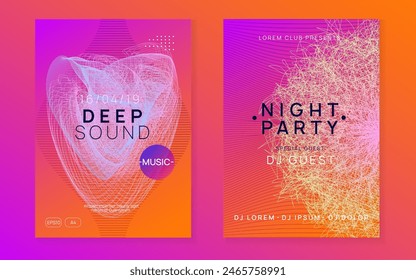 Dance Background. Festival Vector. Dj Magazine. Green Edm Design. Discotheque Electro Element. Soundwave Disco Illustration. Blue Music Banner. Violet Dance Background