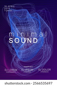 Dance Background. Violet Sound Poster. Concert Invite. Techno Trance Graphic. Blue Dj Design. Electronic Disco Invitation. Fest Flyer. Green Dance Background