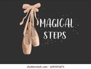 dance ballerina ballet shoes pointe   design  quotes fashion style t shirt tee mug  design notebook  diaries  ballet academy  dancer  textile fabric bow golden glitter foil positive quote motivational