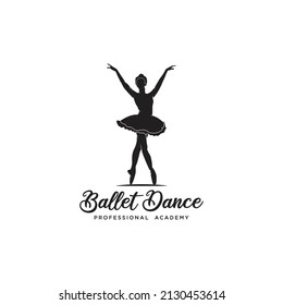 Dance ballet academy logo design retro vintage vector illustration