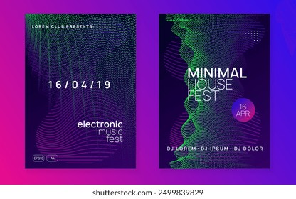 Dance Banner. Electronic Beat Illustration. Trance Invite. Blue Fest Background. Green Music Set. Party Magazine. Dj Festival Graphic. Pink Dance Banner