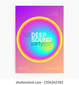 Dance Banner. Linear Art For Presentation. Dynamic Background For Brochure Shape. Bright Techno Fest. Electronic And Concert Layout. Pink And Blue Dance Banner