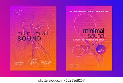 Dance Banner. Sound Flyer. Soundwave Beat Invitation. Violet Edm Background. Concert Cover. Night Club Festival Element. Pink Dj Event. Green Dance Banner