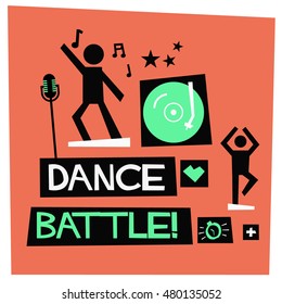 Dance Battle! (Flat Style Vector Illustration Quote Poster Design)