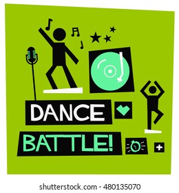 Dance Battle! (Flat Style Vector Illustration Quote Poster Design)
