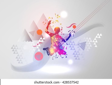 Dance Boy on Modern Abstract Background - Vector Illustration