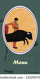 Dance with bull - vector drawing