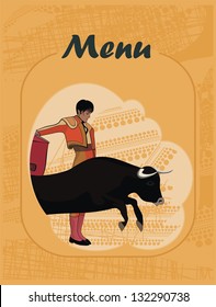 Dance with bull - vector drawing