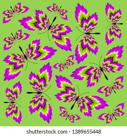 Dance of butterflies. Motion illusion.