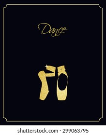 Dance card with glitter pointe shoes.
