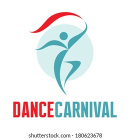 Dance carnival - vector logo template concept illustration. Human character sign. Design element. 