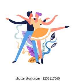 Dance classes, dancing pair hobby of man and woman