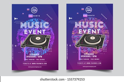Dance Club Night Party Flyer Brochure Layout Template. Club Party Banner design. Vector illustration - Vector