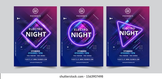 Dance Club Night Party Flyer Brochure Layout Template. Club Party Banner design set. Vector illustration - Vector