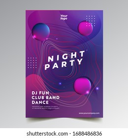 Dance Club Night Party Flyer Brochure Layout Template. Club Party Banner design. Vector illustration - Vector