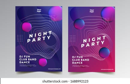 Dance Club Night Party Flyer Brochure Layout Template. Club Party Banner design. Vector illustration - Vector