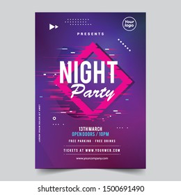 Dance Club Night Summer Party Flyer Brochure Layout Template. Club Party Banner design. Vector illustration - Vector