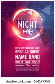 Dance Club Night Summer Party Flyer Brochure Layout Template. Club Party Banner design. Vector illustration