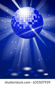 Dance club party vector background with disco ball