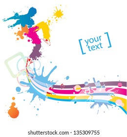Dance with colorful spots and splashes on white
