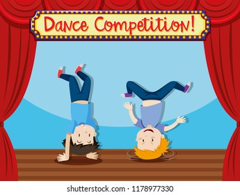 Dance comptition people breakdancing illustration