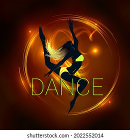 Dance concept girl dancing on a pole. Sexy image of a girl. Vector illustration for the cover and advertisement of a dance club.