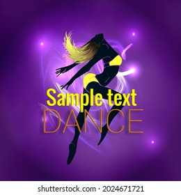 Tanzkonzept Mädchen tanzt auf einem Pol. Sexy Bild eines Mädchens. Vektorgrafik für die Abdeckung und Werbung eines Tanzclubs.