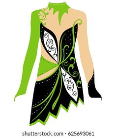 Dance costume, skating dress, rhythmic gymnastics costume, vector, isolated