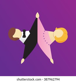 Dance couple star logo. Star made by dancers. Man and woman