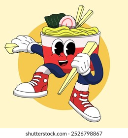 DANCE CUP RAMEN MASCOT CHARACTER ILLUSTRATION