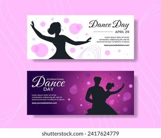 Dance Day Horizontal Banner Flat Cartoon Hand Drawn Templates Background Illustration