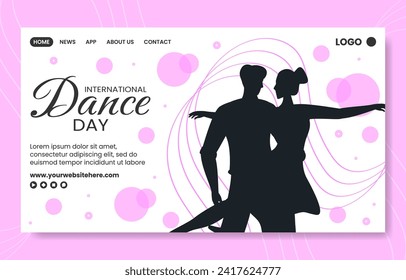 Dance Day Social Media Landing Page Cartoon Hand Drawn Templates Background Illustration