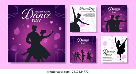 Dance Day Social Media Post Flat Cartoon Hand Drawn Templates Background Illustration