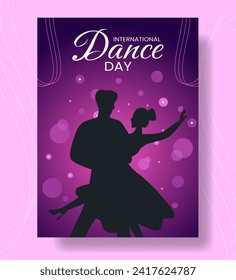 Dance Day Vertical Poster Flat Cartoon Hand Drawn Templates Background Illustration