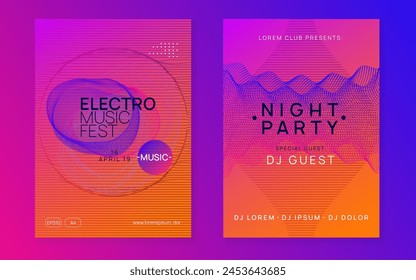 Dance Design. Discotheque Electro Template. Concert Invite. Dj Flyer. Green Party Magazine. Blue Fest Set. Nightclub Radio Illustration. Pink Dance Design