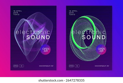 Dance Design. Electronic Disco Illustration. Dj Event. Electro Cover. Party Festival Template. Pink Fest Magazine. Green Music Background. Blue Dance Design
